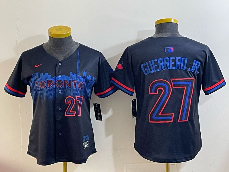 Youth 2025 Toronto Blue Jays #27 Guerrero jr black Joint Name Nike MLB Jersey style 002